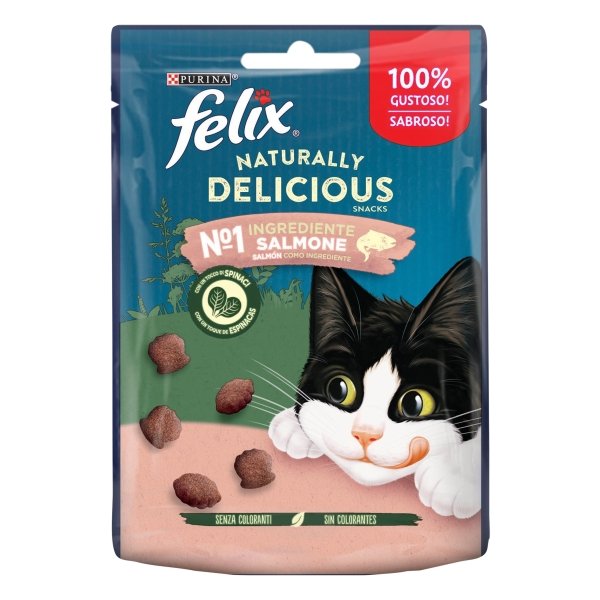 Purina Felix Naturally Delicious Salmon and Spinach Cat Treats (8 x 50 g)